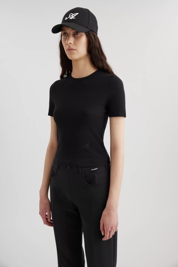 Axel Arigato Black Signature Slim Rib T-shirt