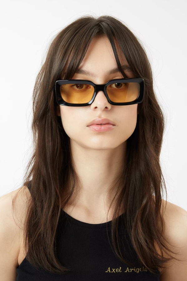Axel Arigato Arena Rectangular Sunglasses Black Yellow