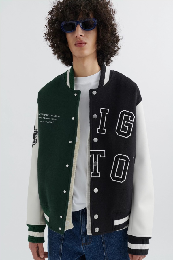 Axel Arigato Offense Varsity Jacket Green Black