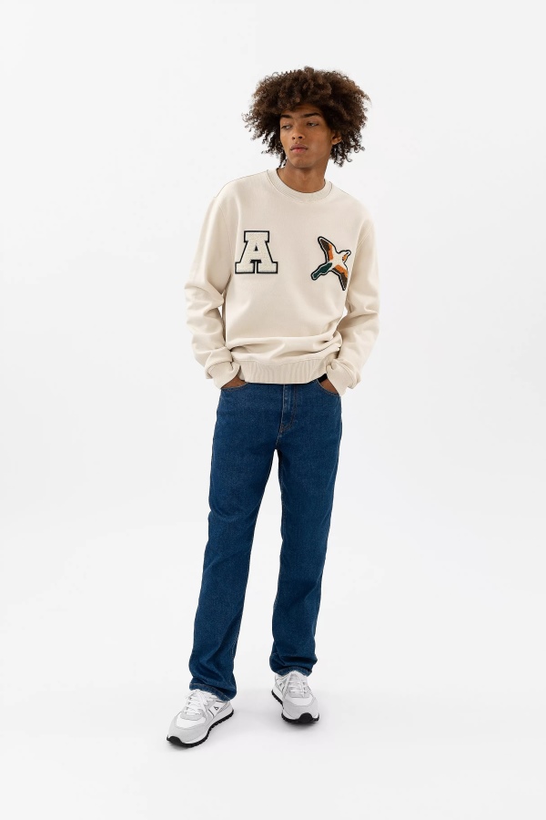 Varsity Bee Bird Sweatshirt Pale Beige Axel Arigato