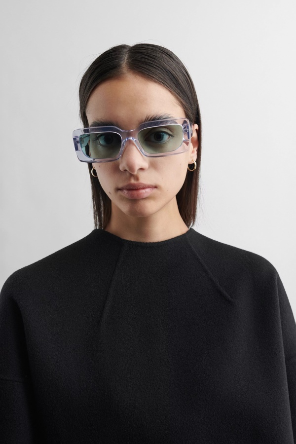 Arena Rectangular Sunglasses Transparent Green Axel Arigato