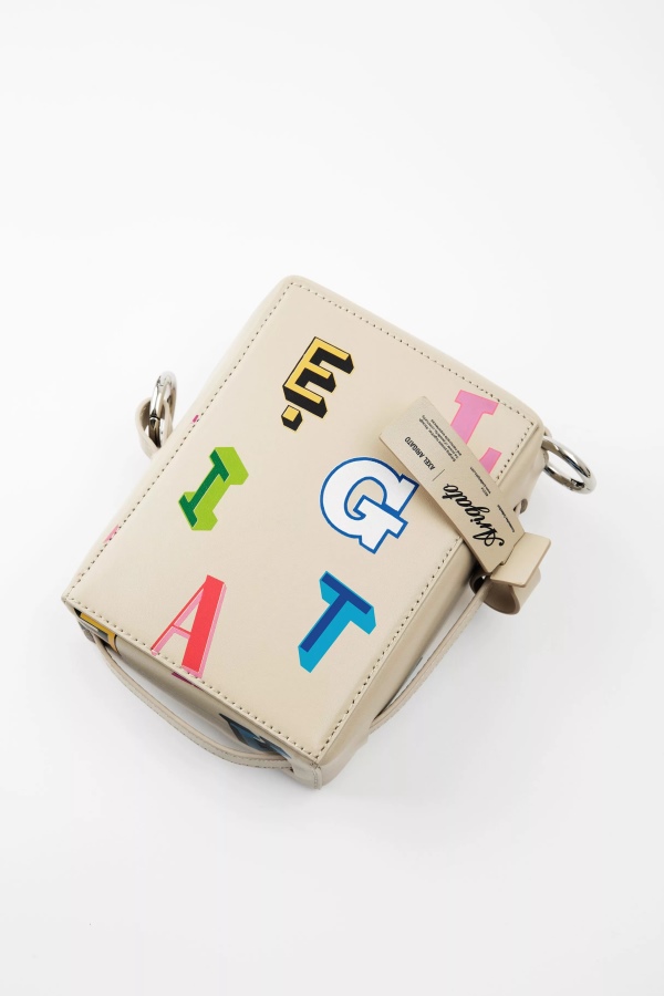 Cubic Monogram Leather Pouch Axel Arigato Pale Beige