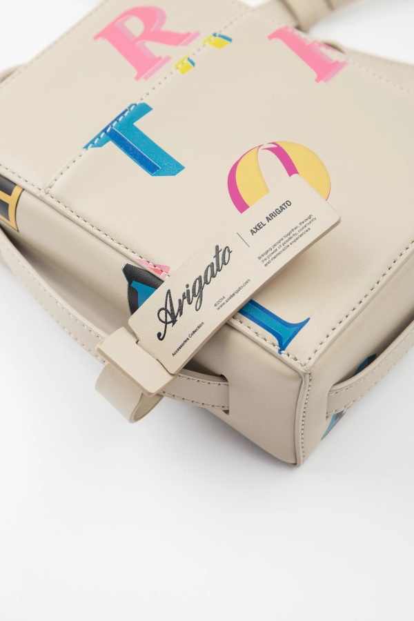 Cubic Monogram Leather Pouch Axel Arigato Pale Beige