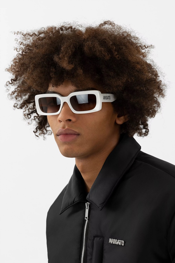 Axel Arigato Ivory Faded Brown Arena Rectangular Sunglasses