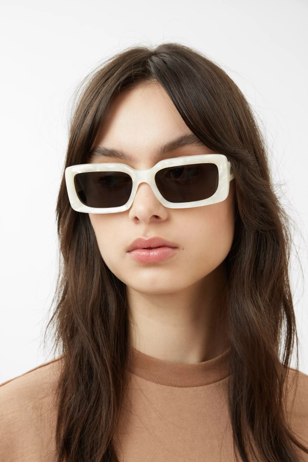 Axel Arigato Ivory Faded Brown Arena Rectangular Sunglasses