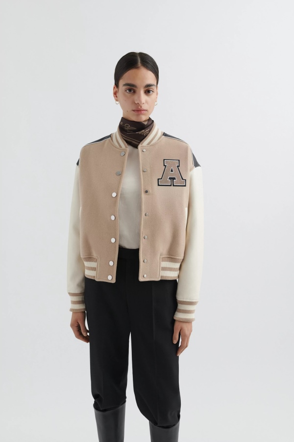 Ivy Varsity Jacket Pale Beige Black Axel Arigato