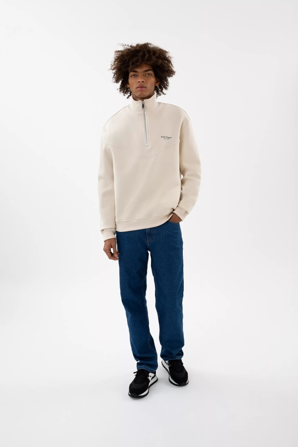Axel Arigato Focus Half-Zip Sweatshirt Pale Beige