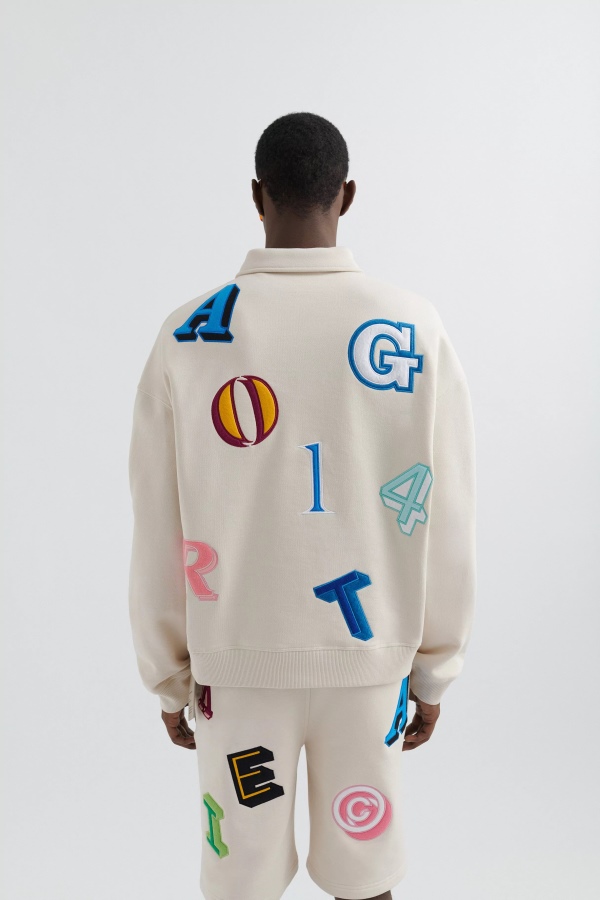 Axel Arigato Pale Beige Inferno Monogram Polo Sweatshirt